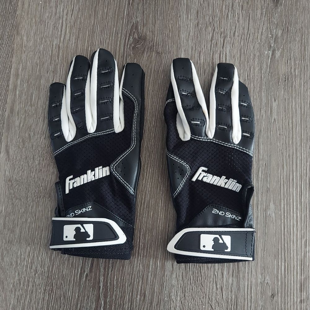 Franklin Sports 2nd Skinz XT Adult Batting Gloves, Small - Black/White